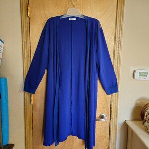 Cardigan Plus Size 4XL Open Front Blue